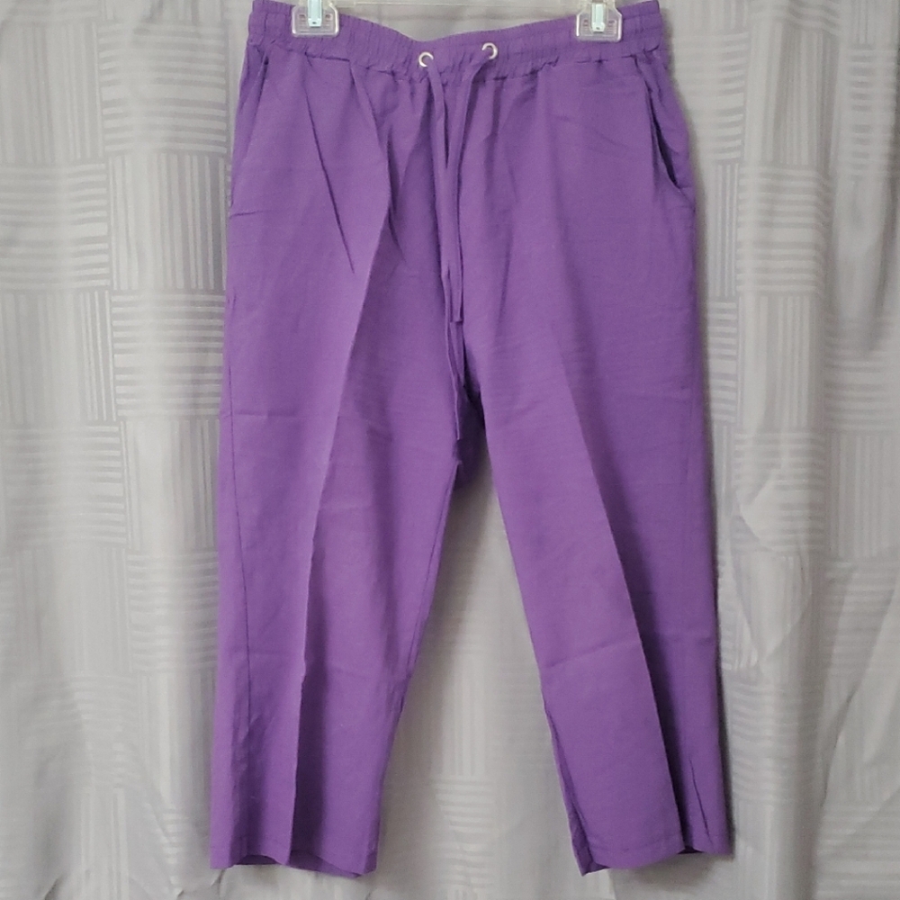 Woman's Purple Drawstring Casual Pants